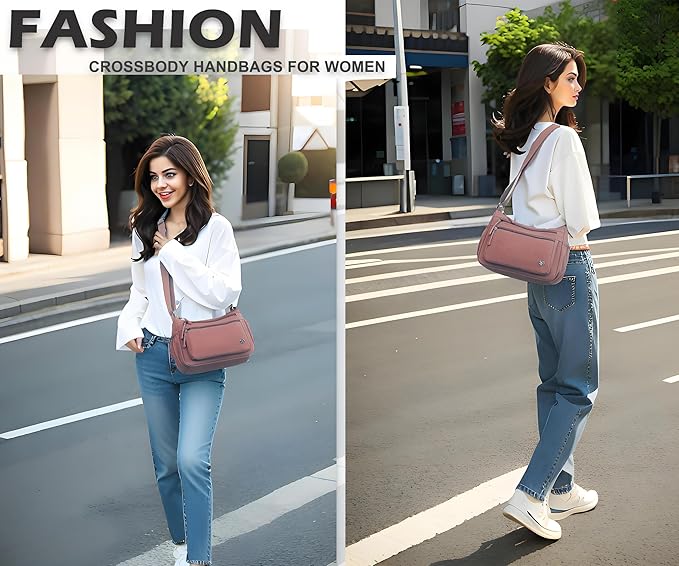 Casual Crossbody Bag with Anti Theft Pocket - Women Lightweight Water-Resistant Purse Bag