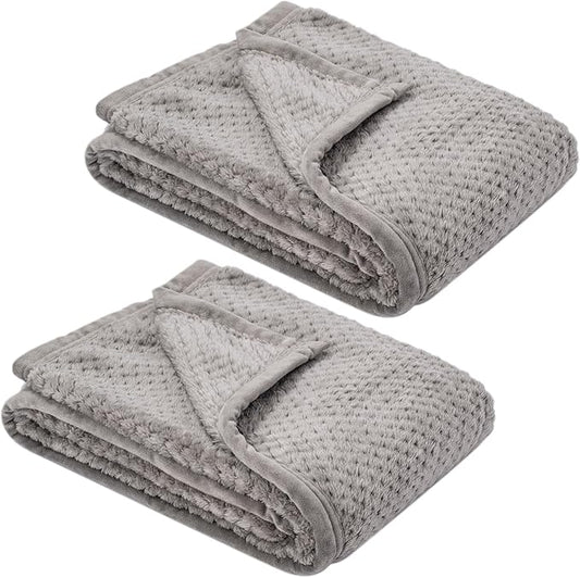 Fuzzy Blanket or Fluffy Blanket for Baby, Soft Warm Cozy Coral Fleece Toddler, Infant or Newborn Receiving Blanket for Crib, Stroller, Travel, Decorative, 30”×40”, Flint Gray+Flint Gray