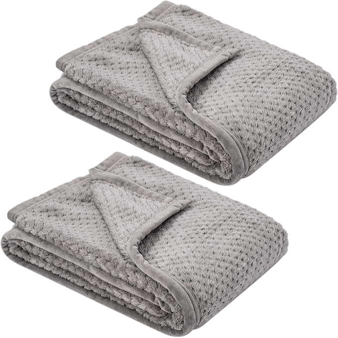 Fuzzy Blanket or Fluffy Blanket for Baby, Soft Warm Cozy Coral Fleece Toddler, Infant or Newborn Receiving Blanket for Crib, Stroller, Travel, Decorative, 30”×40”, Flint Gray+Flint Gray