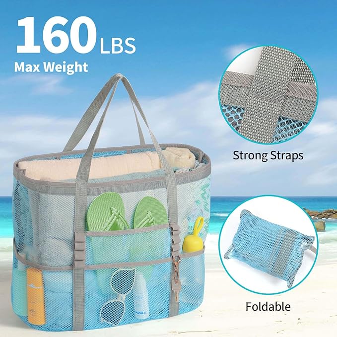 Mesh Beach Bag Vacation Essentials - Large Tote Pool Bag for Women Vacation Essentials Beach Accessories