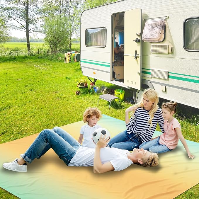 AISPARKY Beach Blanket Waterproof Sandproof Extra Large, Oversized Beach Mat, Quick Drying&Compact&Lightweight, Picnic Blankets Vacation Essentials for Outdoor Beach Camping (79" X 83" (4 Person))