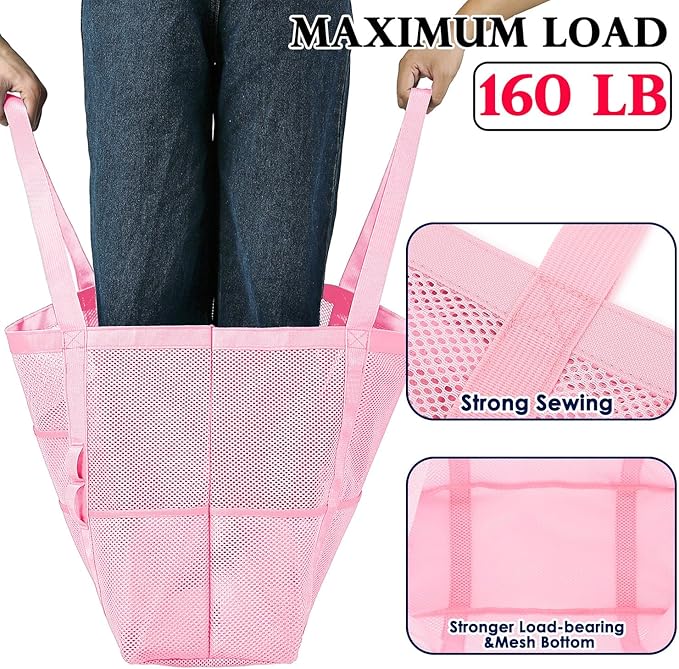 Mesh Beach Bag, Large Beach Tote with Zipper Pocket, Toys Pool Bag for Family Travel Vacation Cruise Essentials