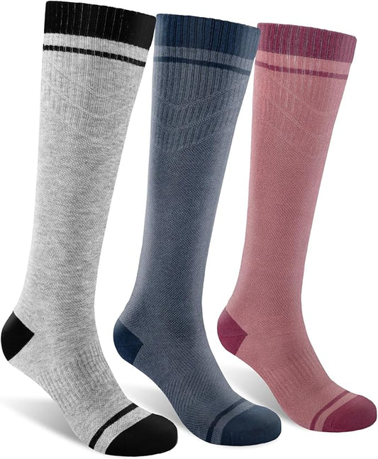 SONORAN Bamboo Viscose Compression Socks for Women & Men (3 Pairs) 15-20 mmHg Knee High Support for Nurses, Travel, Pregnant