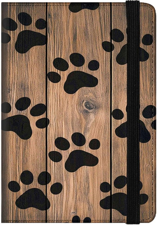 Passport Holder Wallet Cover Case,RFID Blocking Passport Cover,Large Capacity Travel Wallet with Multi Card Slots (Vintage Wood Paw Print Pattern)