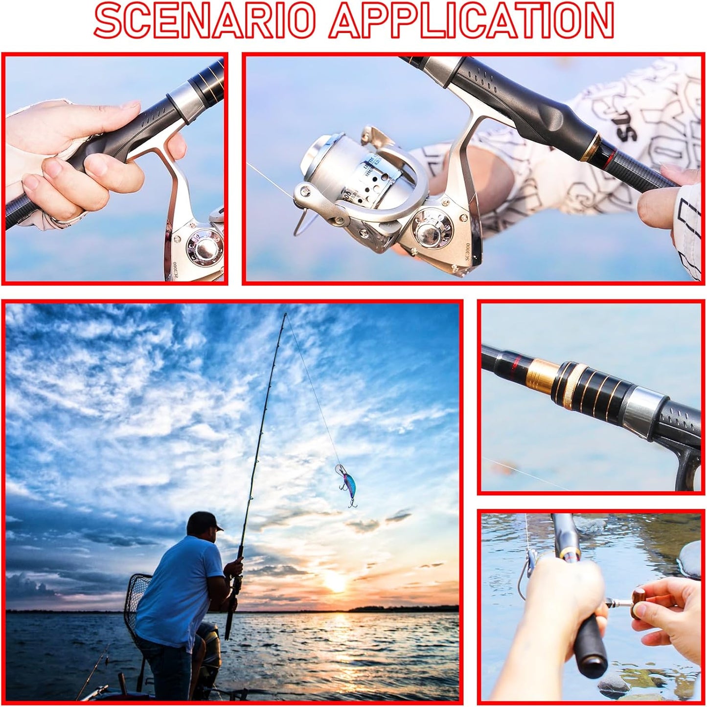 Telescopic Fishing Rod Combo - 2PCS 6.9 7.89FT Collapsible Carbon Fiber Pole Set, Spinning Reel Lures Lines Kits with Carrier Bag for Travel Saltwater Freshwater Fishing Gifts for Adults Beginer