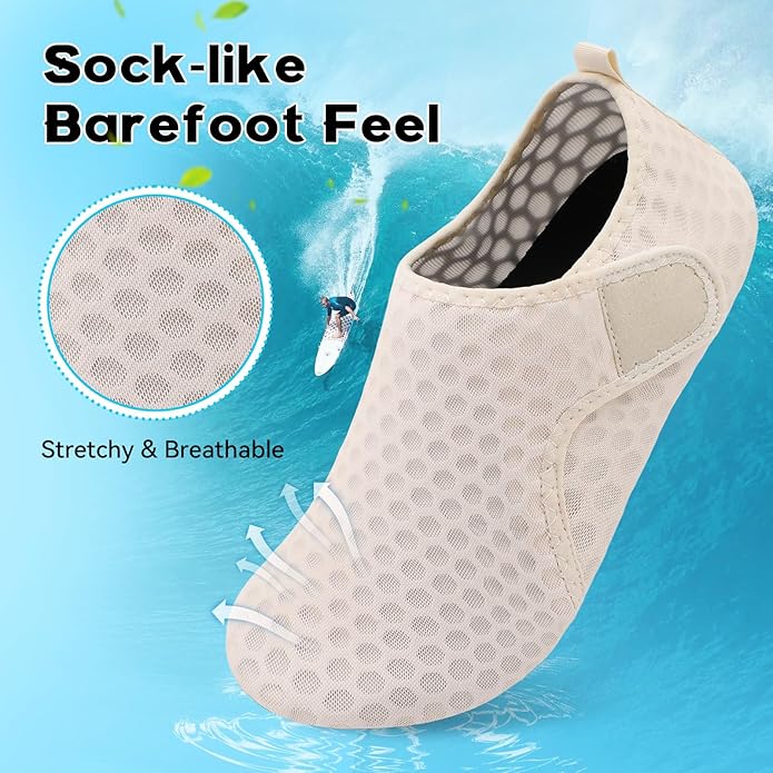 Scurtain Barefoot Water Shoes for Women Men Beach Swim Aqua Socks Summer Quick-Dry Sandals Slippers