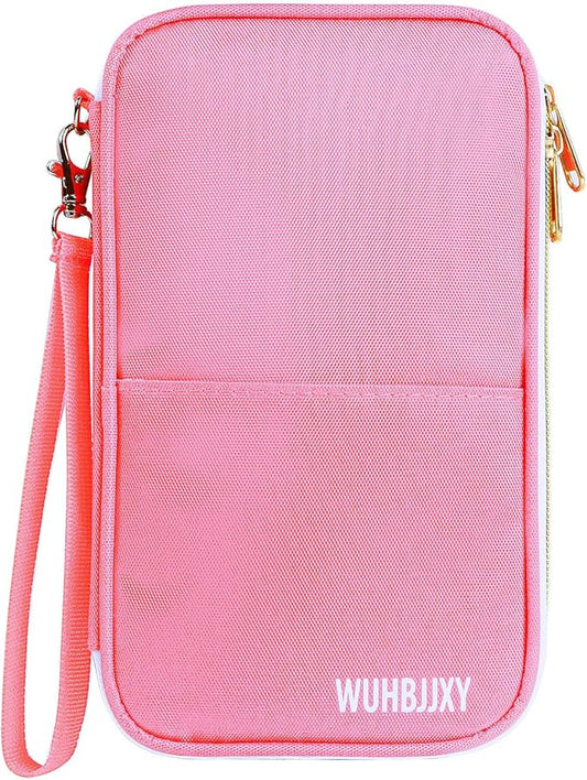 Multifunctional, Practical, RFID Family Passport holder, Travel Wallet (Pink), Travel Document Organizer, Passport Bag, Three-layer Design, Multiple Pockets，Big Storage