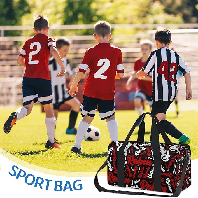 Custom-Dance-Gymnastics-Bag for Girls Personalized Kids Duffle Bag Cheerleader Team Bag for Travel Gym Sport Red White Text