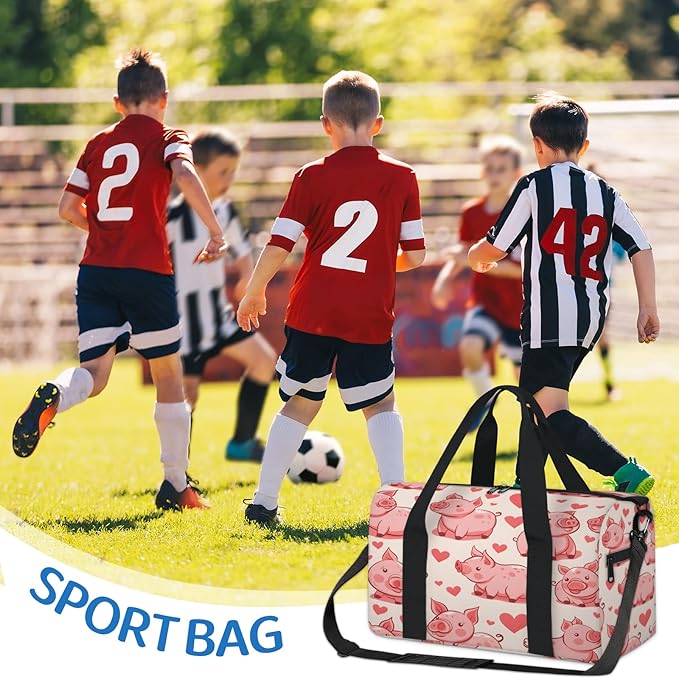 Pink Pigs Travel Duffle Bag for Women Men, Overnight Weekender Bag, Carry on Tote for Sport Gym