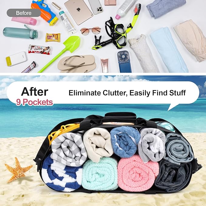 F-color Mesh Beach Bag Family - Large Tote Bag for Cruise Pool Toys Beach Vacation Essentials
