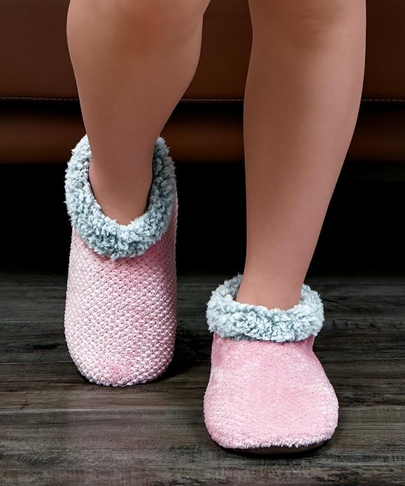Cozylook Fuzzy Slippers for Women Indoor, Warm Bedroom Slip On Shoes, Winter Fluffy House Socks with Grippers, Cozy Christmas Gifts Unique