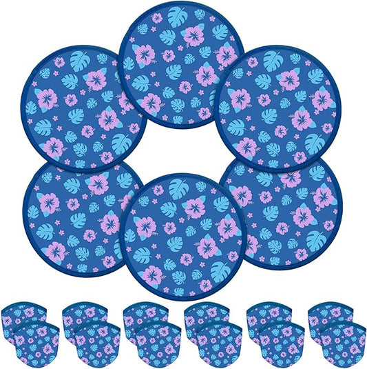 30 Pcs Hawaii Party Favors Hawaiian Foldable Flying Disc Fans with Bags Summer Beach Pool Birthday Party Favors 9.8'' DIY Cooling Fan Colorful Goody Stuffers for End of The Year Gifts from Teacher