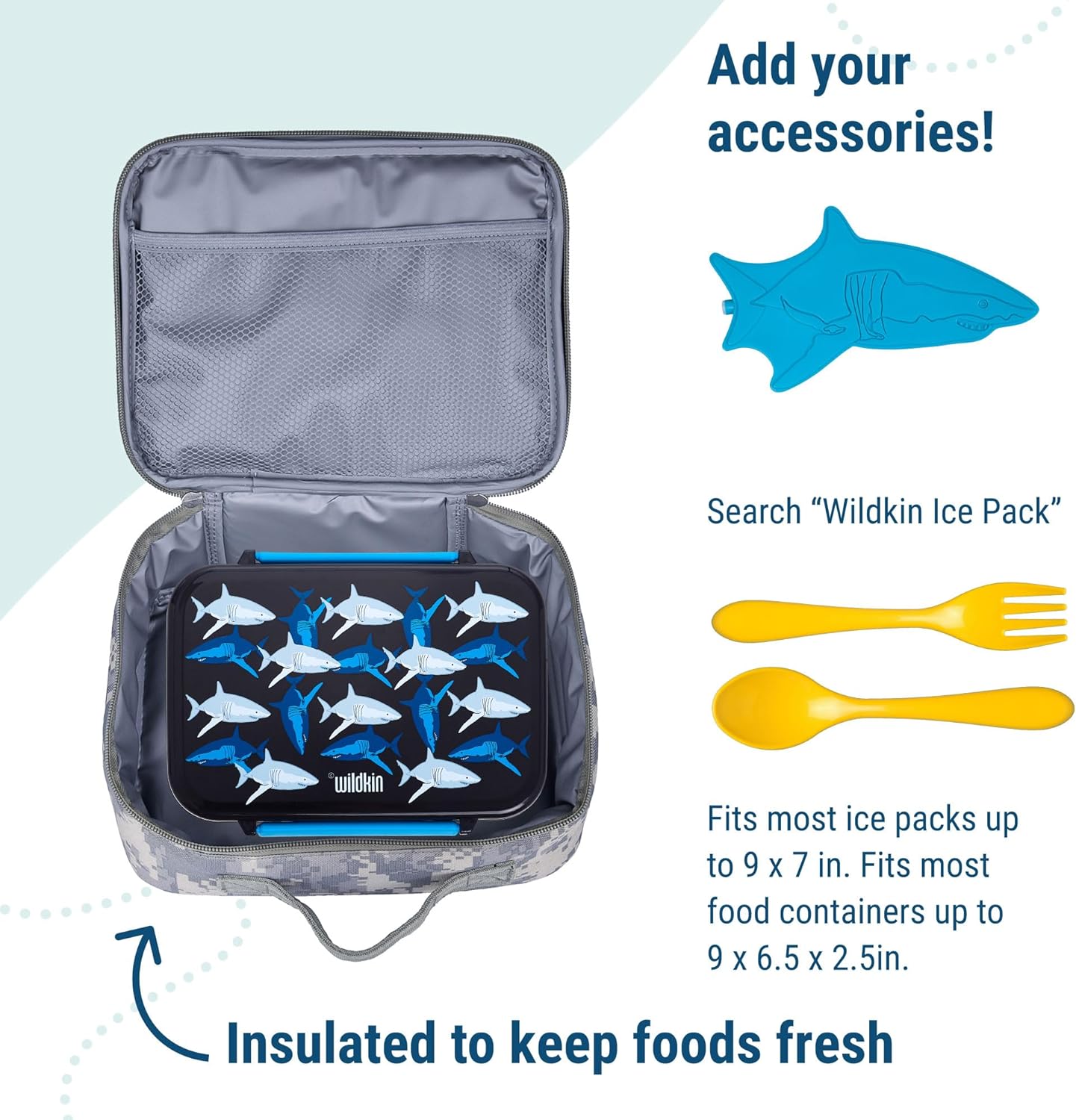 Wildkin Kids Insulated Lunch Box – Durable and Reusable for School & Travel - Digital Camo