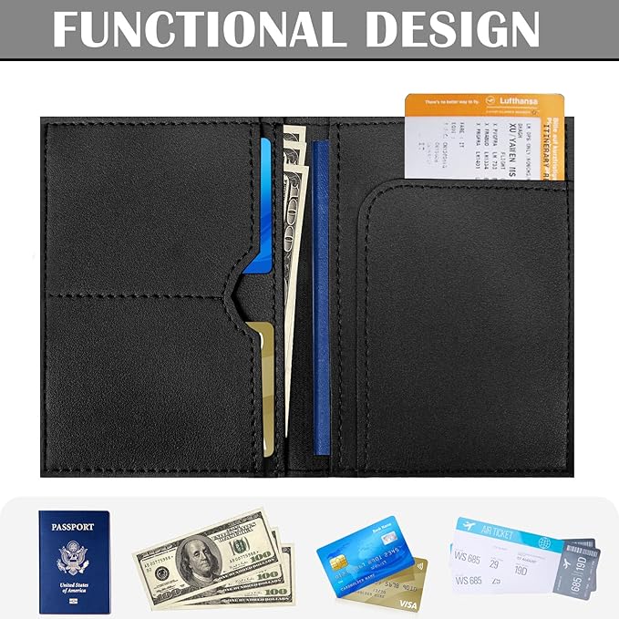 COSHAYSOO Black Passport Cover and Initial Luggage Tag Set TSA Approved with Preppy Chenille Letter Patch for Women Girl Teens, 2023 Trendy Travel Bag Backpack Suitcase Identifier Essential Gifts (Z)