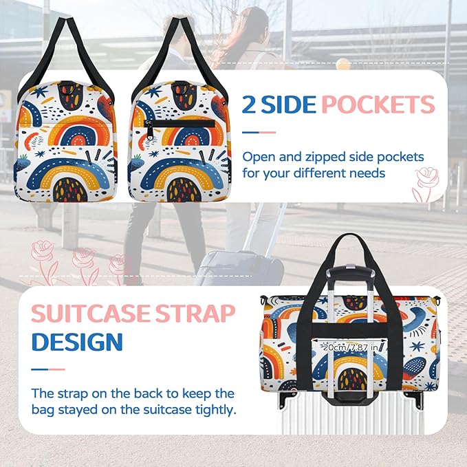 Abstract Rainbow Travel Duffle Bag for Women Men, Overnight Weekender Bag, Carry on Tote for Sport Gym
