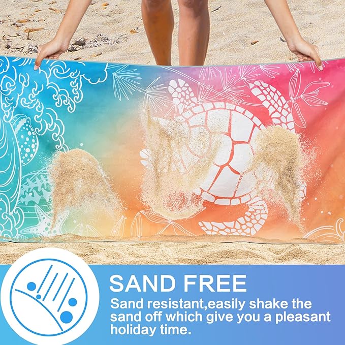 Beach Towel Oversized 2 Pack Extra Large Beach Towels 72"x32" Quick Dry Absorbent Lightweight Sand Free Thin Beach Towel for Kids Men Women Camping Towel, Gym, Hiking, Pool, Bath, Yoga,Travel Vacation