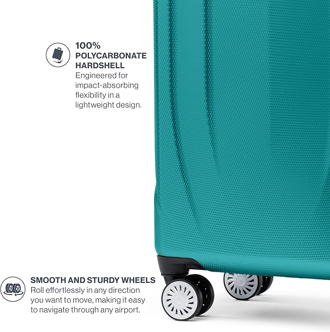 Travelpro Pathways 3 Hardside Expandable Luggage, 8 Spinner Wheels, Lightweight Hard Shell Suitcase, Carry On 21 Inch, Kayak Teal