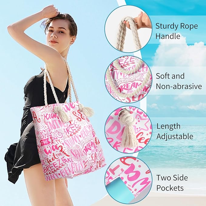 Tavaleu Beach Bags for Women - Large Beach Tote Bag, Women Sandproof Pool Bag for Pool Gym Grocery Travel