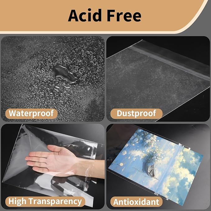Clear Plastic Sleeves for Paper 8.5x11, Acid Free Paper Protector Sheets Comic Book Sleeves, Art Prints Sheet Protectors Document Protectors, 100 Count