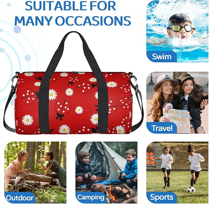 Ladybugs Red Overnight Travel Bag Unisex Carry-On Size Tote Bag Suitable for Travel Duffle Gym Sports