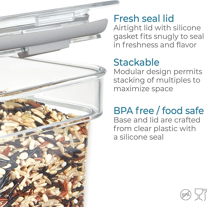 iDesign Small Tall Dry Goods Storage Bin, The Fresh Collection – 3.93" L x 5.3” W x 6” H, Clear Bin