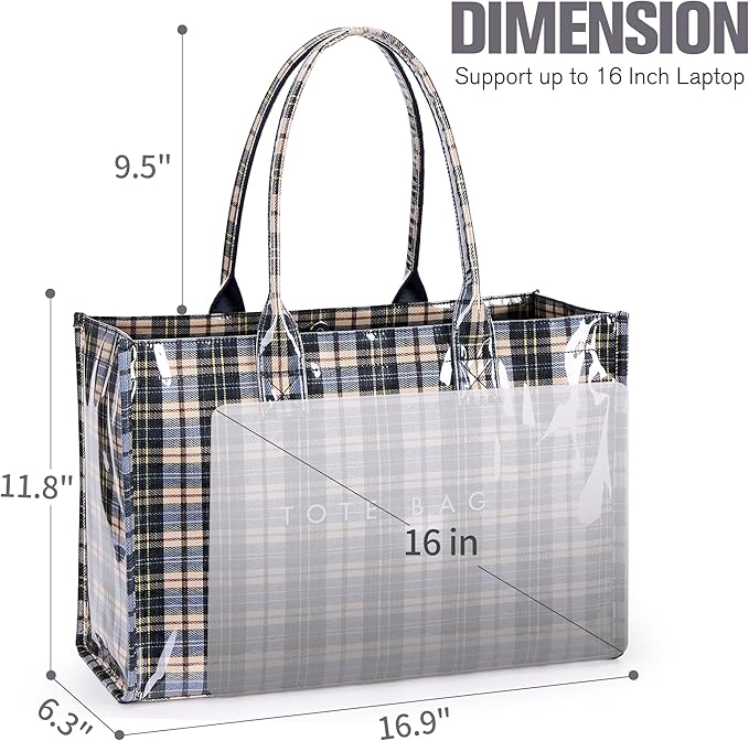 KALIDI PVC Tote Bag Women’s Kraft Paper Work Handbags Purses with Top Handle