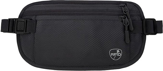 SUPACOOL Money Belt, Hidden Travel Wallet for Passport, RFID Blocking Passport Pouch, Passport Holder for Travel, Undercover Fanny Pack(Black)