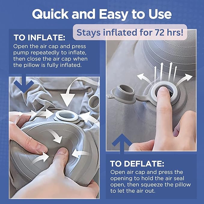 Inflatable Car Seat Foot Rest for Airplane or Toddler Bed for Air Plane (with Integrated Pump) (Grey)