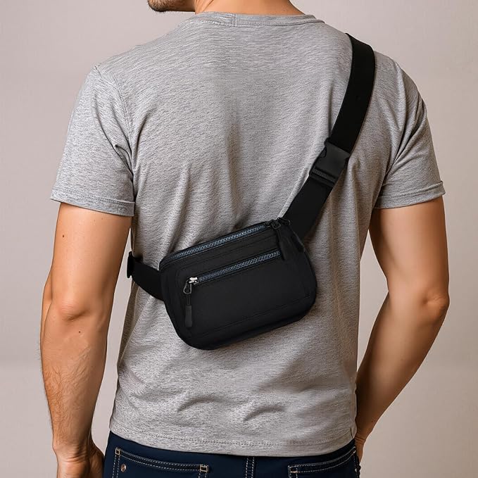 RFID Blocking Anti Theft Fanny Pack for Women and Men with Safety Hook for Travel and Daily Commute Water Resistant Crossbody Waist Bag Multiple Pockets Lightweight QUATIAN