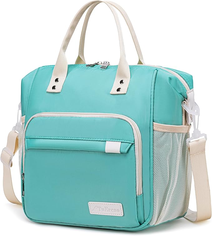 TuErCao Preppy Lunch Box for Women Aesthetic Insulated Lunch Bag for Young Ladies Female, Teal