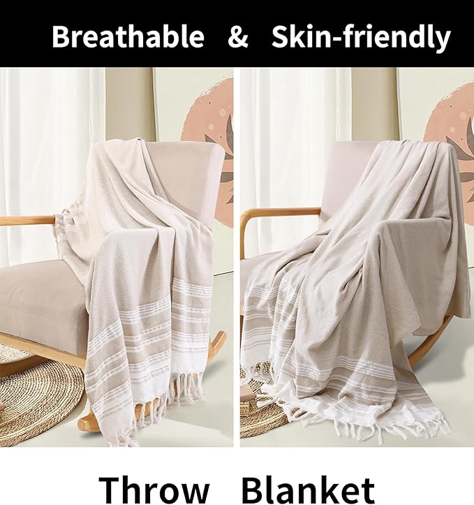 Genovega Large Throw Blanket Yoga Blanket Turkish Beach Towel Women Birthday Ideas Mother Day Grandma Grandmother Wife Sister Girlfriend Her Female Boss Teacher Appreciation Thank You Retirement