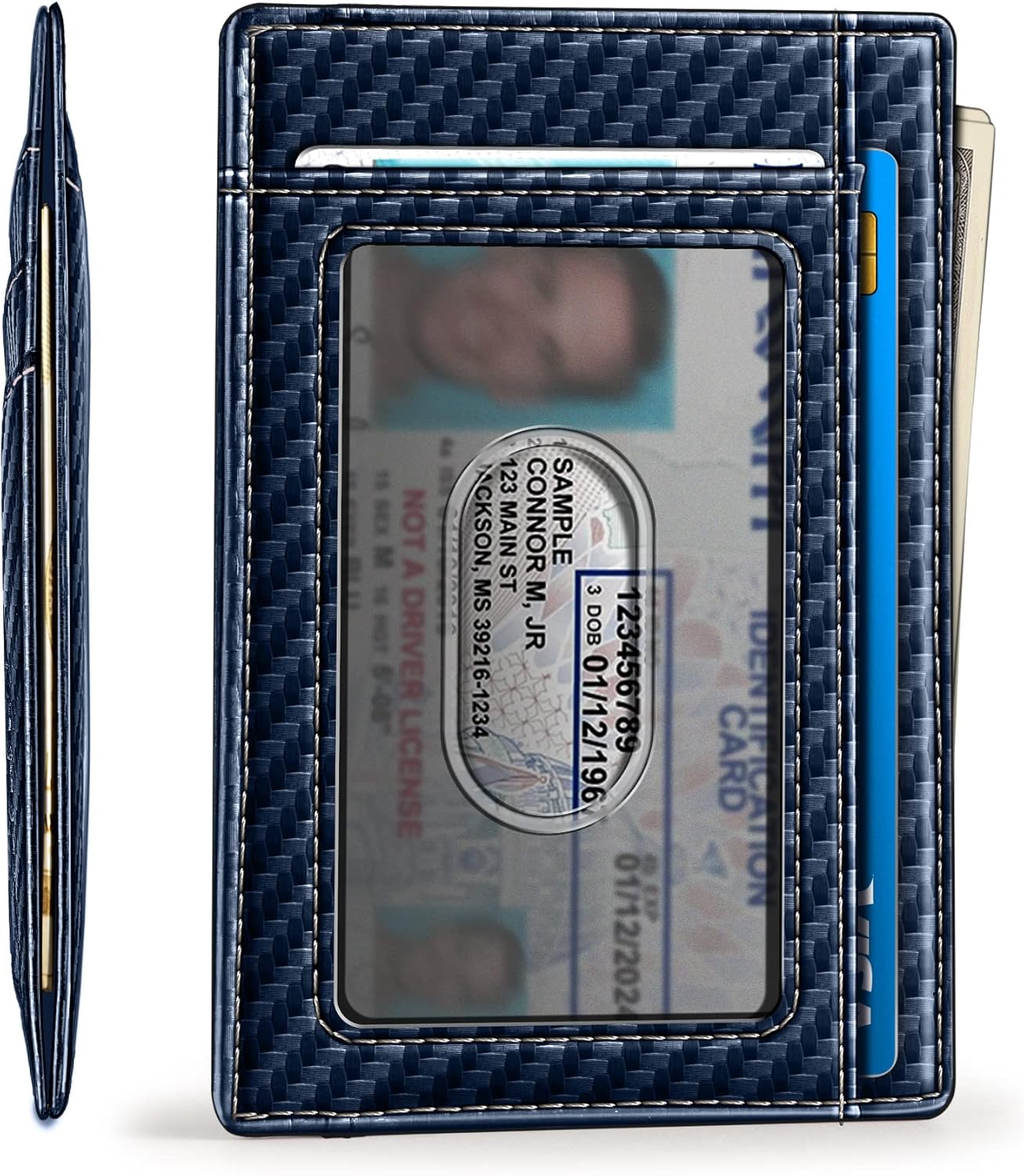 BULLIANT Slim Wallet, Skinny Minimal Thin Front Pocket Wallet Card Holder For Men 7Cards 3.15"x4.5",Gift-Boxed