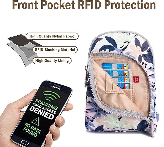 Haytijoe RFID Anti-Theft Sling Bag for Women, Small Crossbody Travel Purse with Locking Zippers, Lightweight Everyday Bag