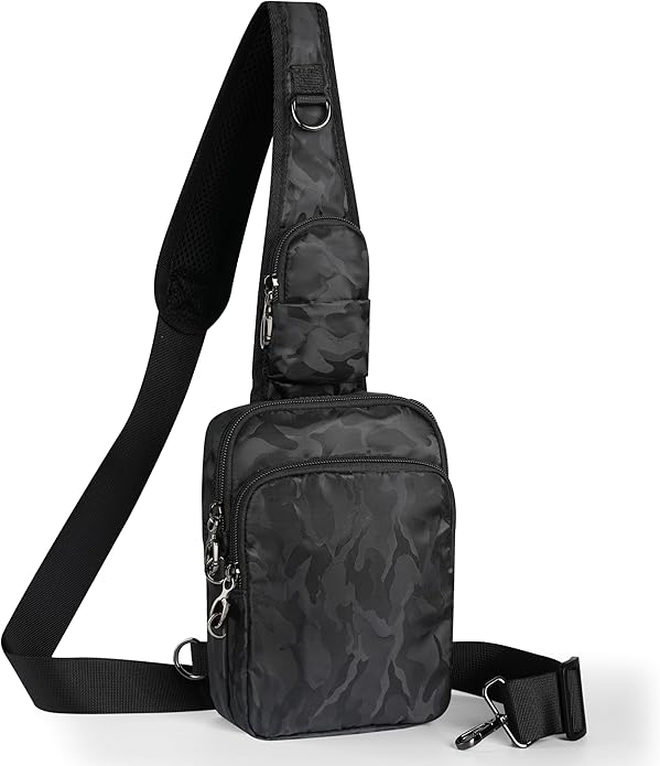 Sling Bag, Crossbody Bag with Zipper Lock, RFID & Water Resistant for Women and Men Small Chest Bag for Travel Casual