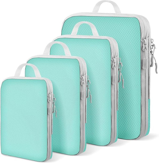 Compression Packing Cubes for Travel 4 Set Luggage Packing Organizer Bag Compressible Expandable Organizer Cubes For Carry On Luggage Suitcase Travel Essentials Accessories for Women Men