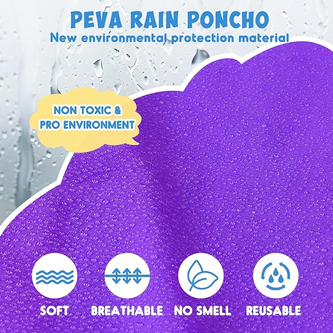 ANYOO Kids Rain Poncho with Hood Lightweight Emergency Raincoat Reusable Boys and Girls Rain Jacket for Disney Travel Outdoor