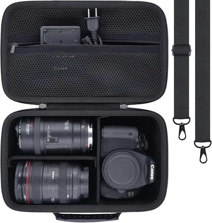 khanka Camera Case for Canon EOS Rebel T7/T100/T6/R50/R100/R5/R7/R8/R6 Mark II/SL3 DSLR Camera,Travel Protective Carrying Case for Canon EOS Rebel Camera and 18-55mm/18-45mm Lens(Case Only)
