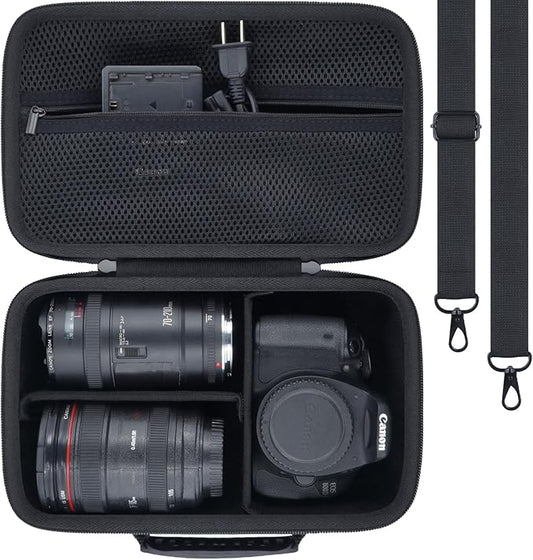 khanka Camera Case for Canon EOS Rebel T7/T100/T6/R50/R100/R5/R7/R8/R6 Mark II/SL3 DSLR Camera,Travel Protective Carrying Case for Canon EOS Rebel Camera and 18-55mm/18-45mm Lens(Case Only)