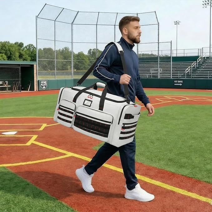 135L Large Duffle Bag, Heavy Duty Duffle Bag for Travel, Extra Large Sports Gym Equipment Bag for Soccer Baseball Basketball Hockey Football, Grey