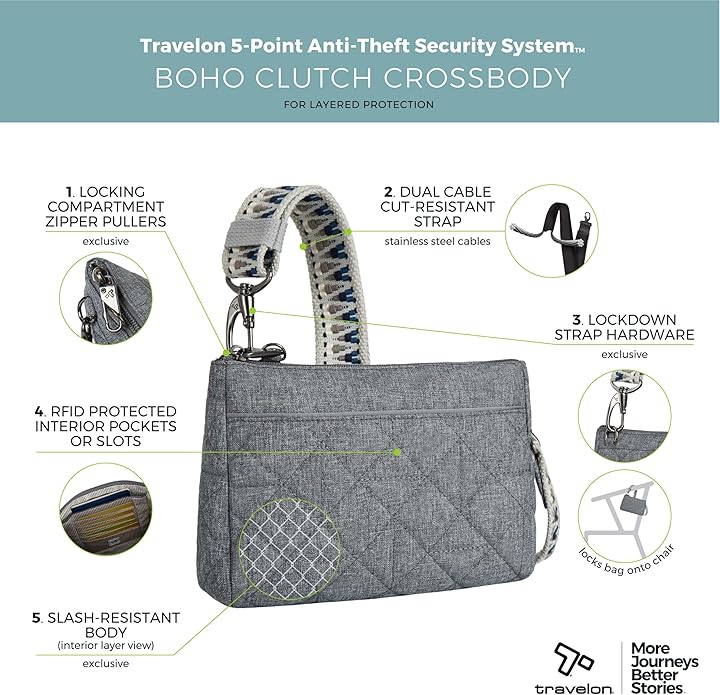 Travelon unisex-adult Anti-Theft Boho Clutch Crossbody