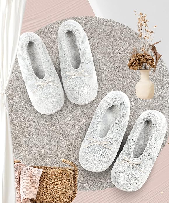 DICUIRD Women's Ballerina Slippers Lightweight House Slippers with Stretchable Heel Design