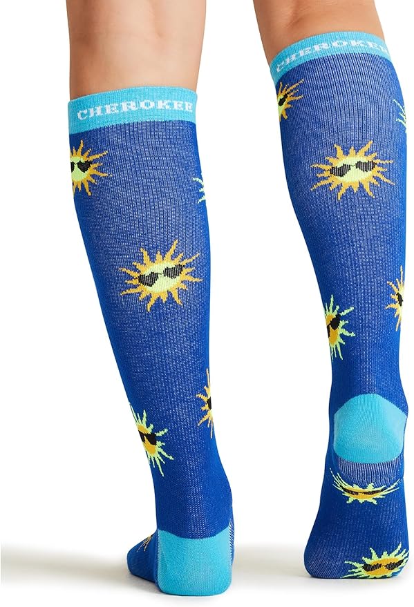 Cherokee Women's 10-15mmHg Compression Socks – Fun Print Knee Highs with Light Support, Soft Feel - PRINTSUPPORT