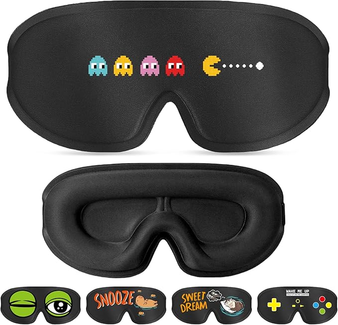 Funny 3D Zero Pressure Sleep Eye Mask for Men Women Side Sleeper, Adjustable Blackout Soft Breathable Eye Masks for Travel Nap Night Sleep, Funny Christmas Humorous Gift Stocking Stuffers