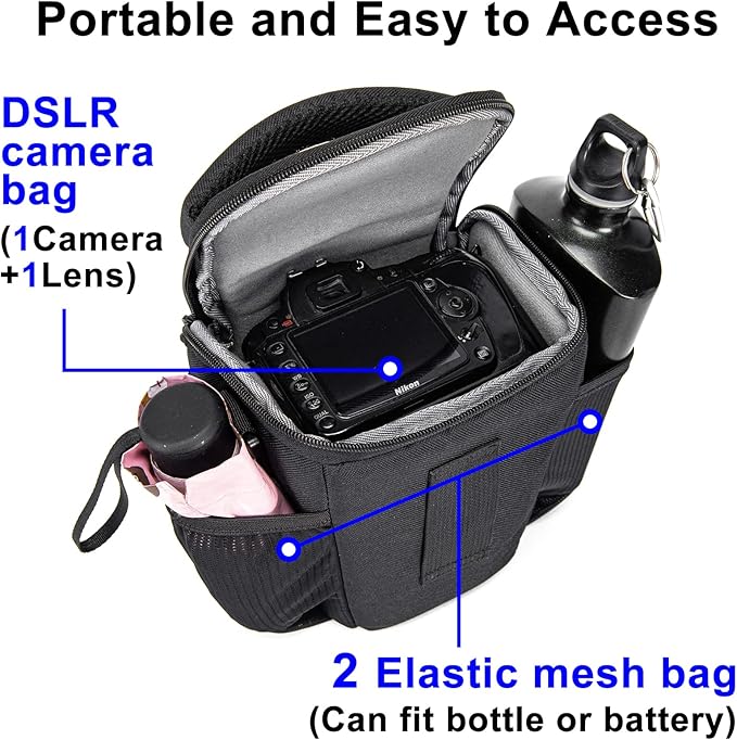 CADeN DSLR/SLR Camera Shoulder Bag Case with Adjustable Shoulder Strap, Compatible for Nikon, Canon, Sony Mirrorless Cameras Waterproof (Small)