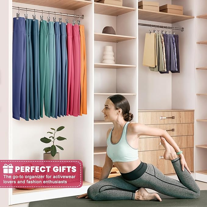 50 Pack Pants Hangers with Clip,Legging Organizer for Closet Hanging, Space Saving Yoga Pants Hangers Clip Hanger Wardrobe Organization,Closet Organizers and Storage for Jeans,Shorts,Skirts,Hats-Gray