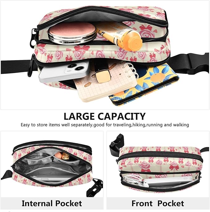 Kawaii Bow-knot Lollipop Fanny Pack for Women Men Water Resistant Fashion Waist Packs with Adjustable Strap Belt Bag for Travel Workout Jogging Hiking 21220361