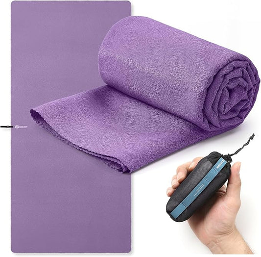 Microfiber Travel Towel, Soft Lightweight Quick Dry Towel, Super Absorbent Compact Travel & Sports & Beach Towels for Camping, Backpack, Gym, Swimming, Yoga, Hiking (Purple, X Large)
