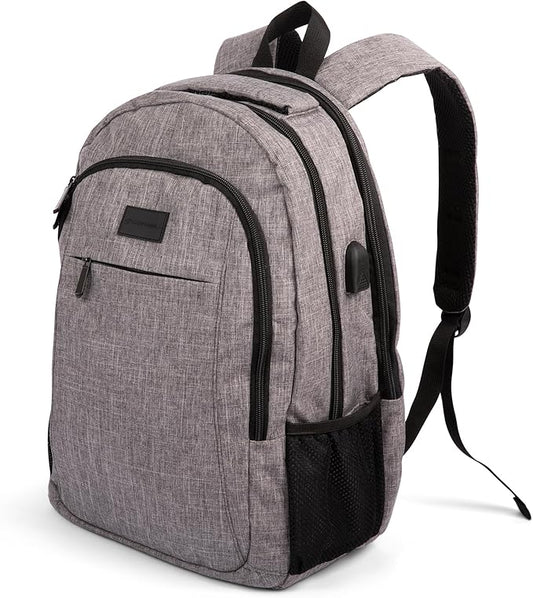 (Not Made In China) Travel Laptop Backpack, Anti-Theft Pocket, Slim Bookbag For College School Business, Holds 15.6 Inch Computer, USB Charging Port