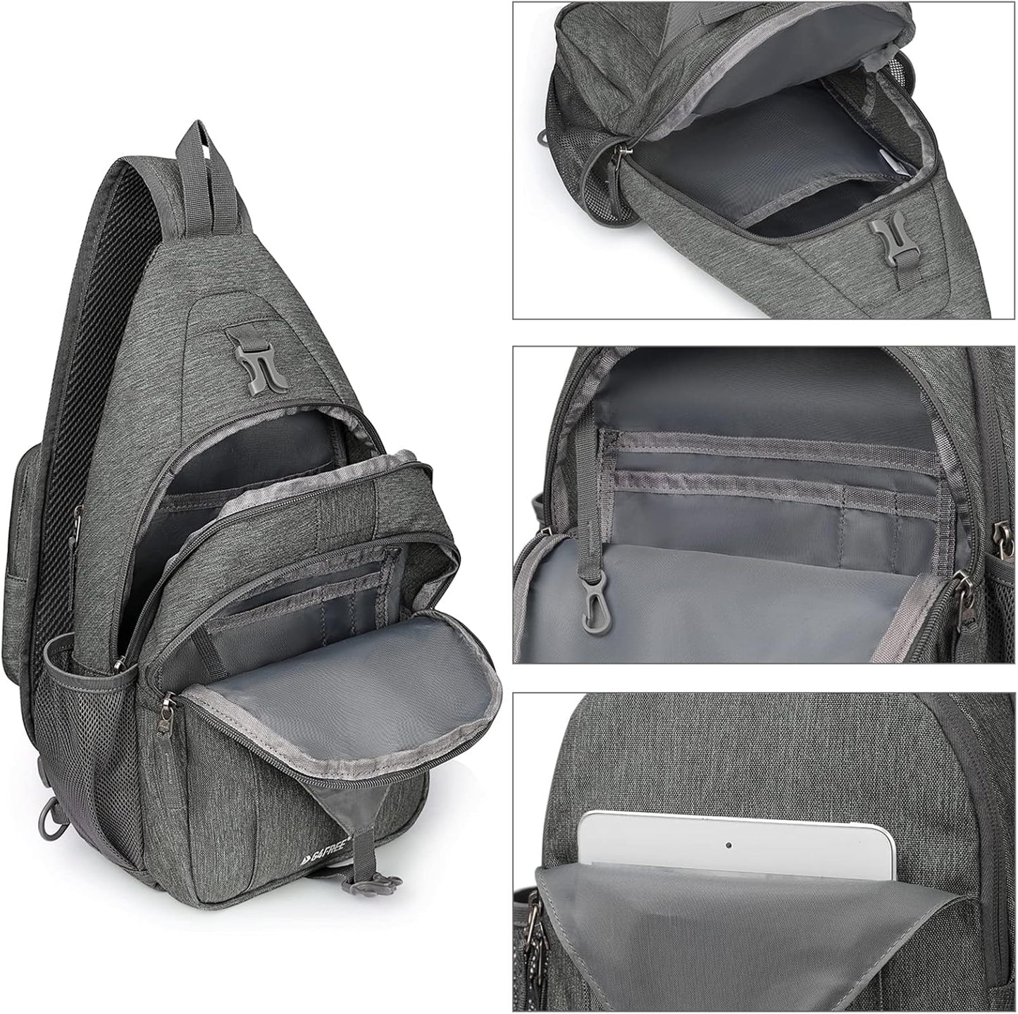 G4Free Sling Bag RFID Blocking Sling Backpack Crossbody Chest Bag Daypack for Hiking Travel(DimGray)