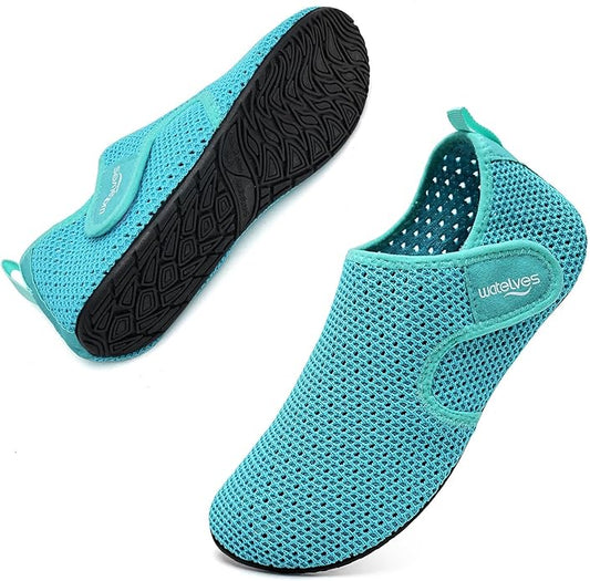 WateLves Water Shoes for Women Men Swim Beach Aqua Socks Quick Dry Barefoot House Slippers Travel Shoes with Adjustable Magic Tape for Pool Diving Boating Yoga Surf
